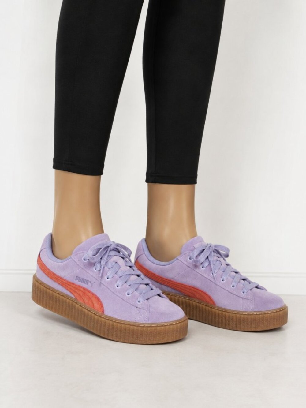 Puma Fenty Women's Platform Sneakers Lavender purple Orange Gum Sole Size 9